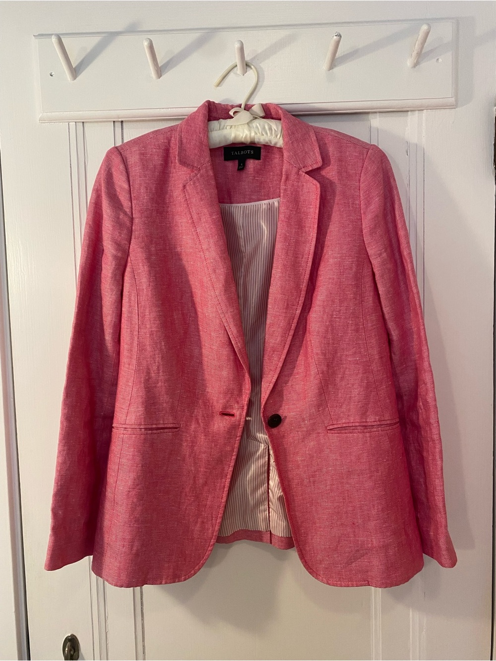 Linen Blazer Jacket Pink Talbots Size 6 - Picture 2 of 9